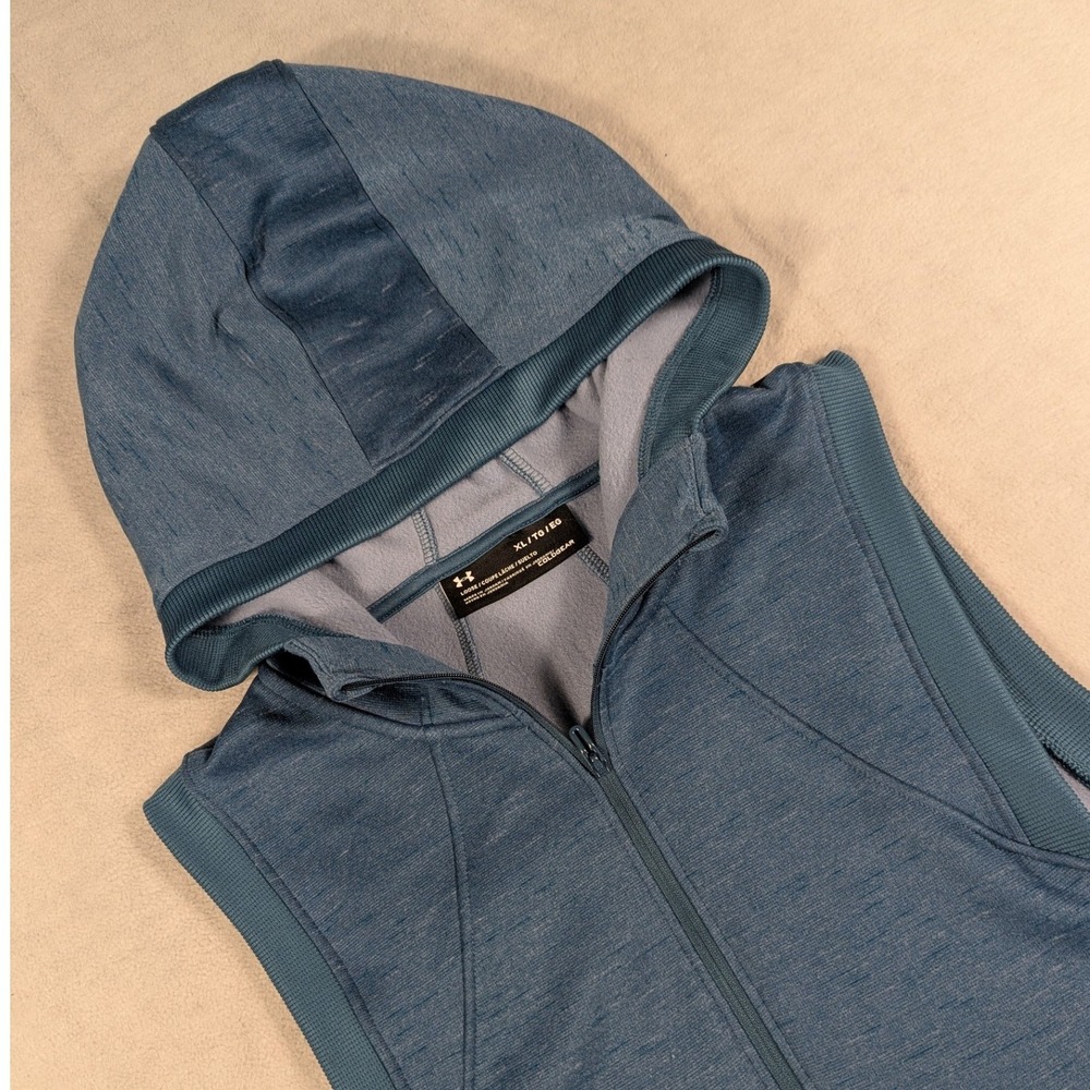Under Armour ColdGear Womens XL Blue Sleeveless Quarter Zip Hoodie Vest
